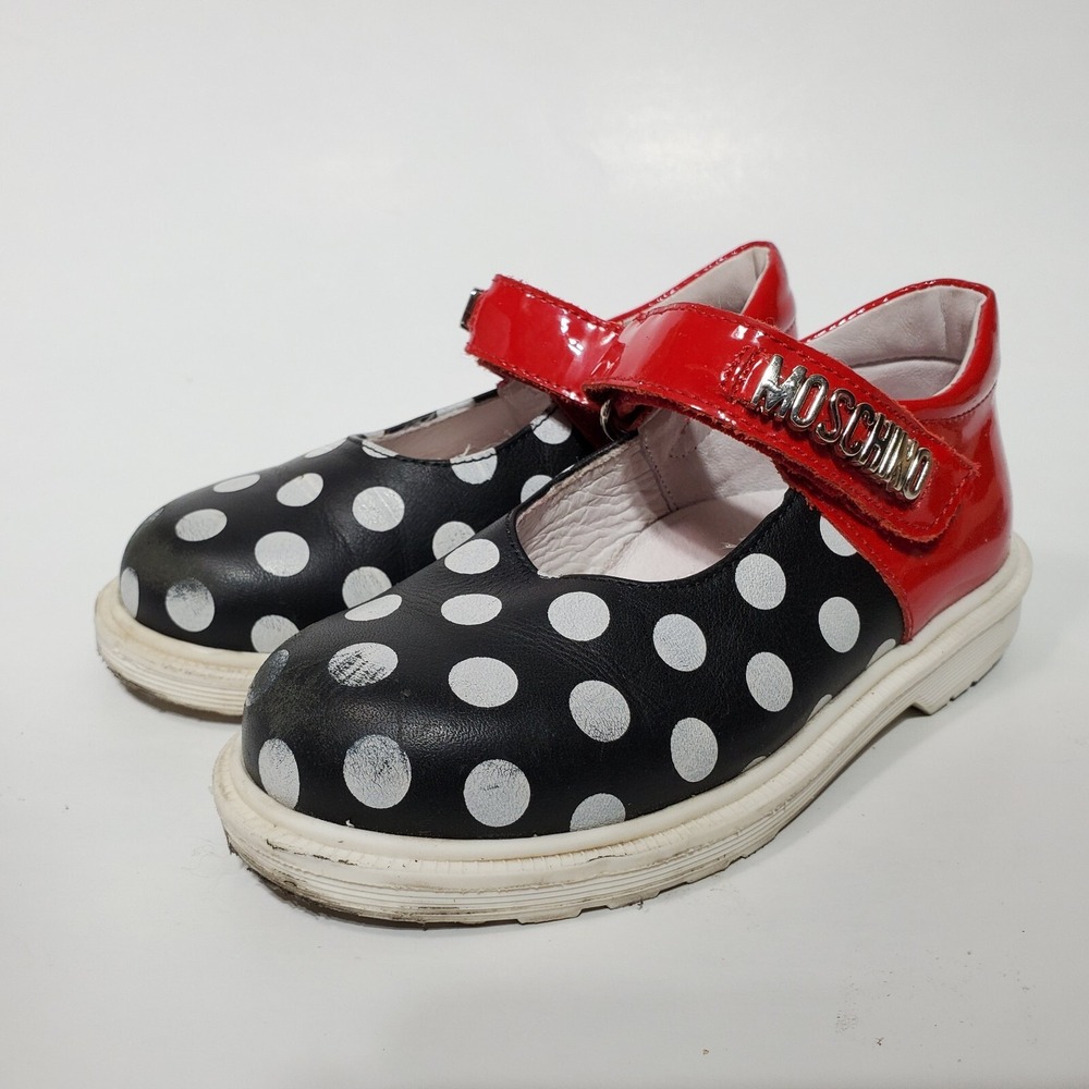 Moschino Little Kids 26 US 9 Polka Dot Black Red Mary Jane Shoes Boys Girls